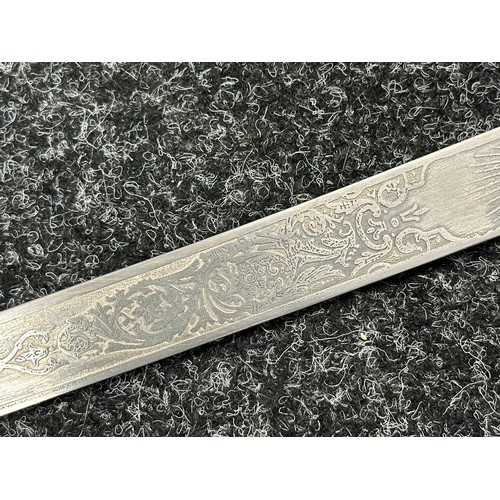 3121 - Victorian General Officers Mameluke Sword with curved blade with etched decoration, proof marked, 84... 