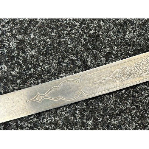 3121 - Victorian General Officers Mameluke Sword with curved blade with etched decoration, proof marked, 84... 