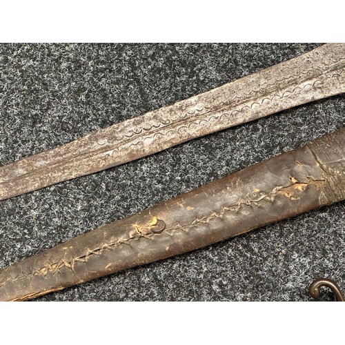 3126 - Japanese Sword with single edged blade 497mm in length, poor condition with many chips out of the cu... 