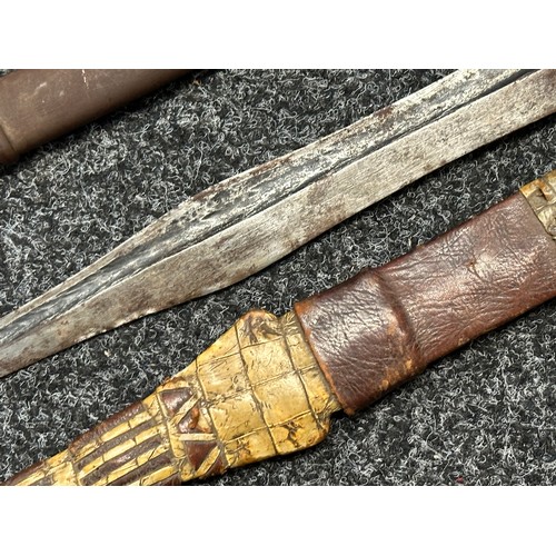 3126 - Japanese Sword with single edged blade 497mm in length, poor condition with many chips out of the cu... 