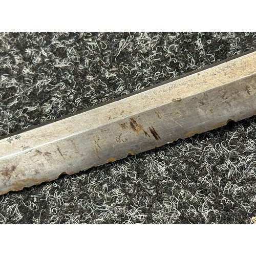 3126 - Japanese Sword with single edged blade 497mm in length, poor condition with many chips out of the cu... 