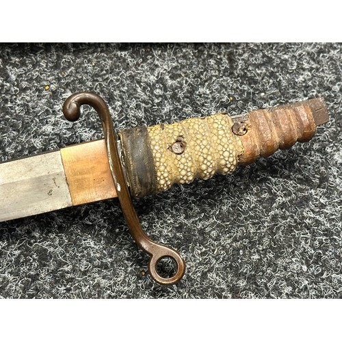 3126 - Japanese Sword with single edged blade 497mm in length, poor condition with many chips out of the cu... 