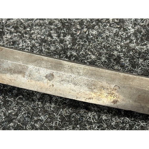 3126 - Japanese Sword with single edged blade 497mm in length, poor condition with many chips out of the cu... 