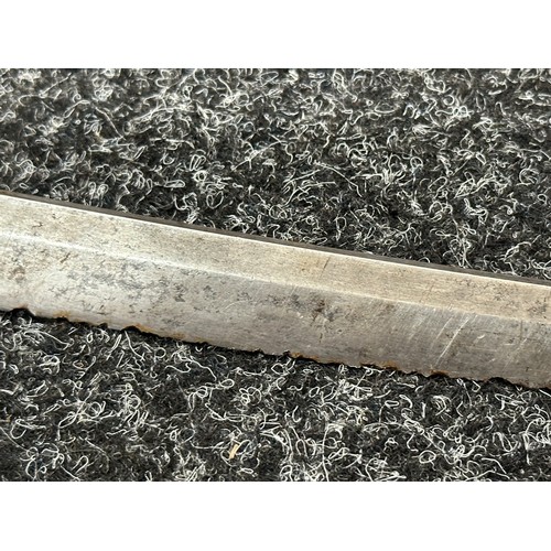 3126 - Japanese Sword with single edged blade 497mm in length, poor condition with many chips out of the cu... 