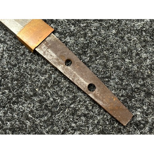 3126 - Japanese Sword with single edged blade 497mm in length, poor condition with many chips out of the cu... 