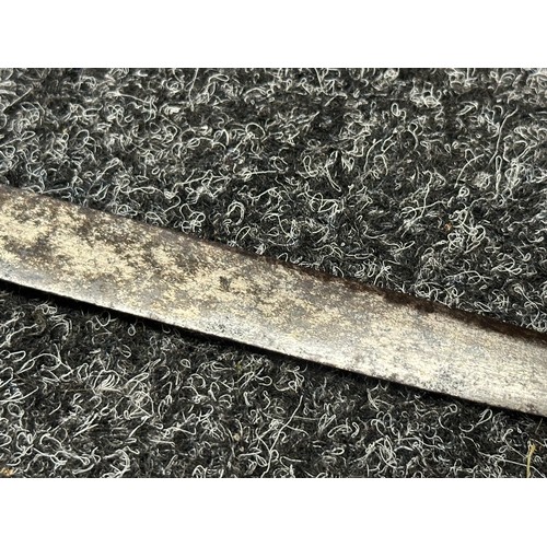 3127 - Hunting Cutlass with 473mm long blade, no makers mark. Clamshell guard. Horn grip. Overall length 61... 