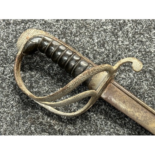 3128 - Victorian British Officers 1821 Pattern Sword with pipe backed single edged blade 827mm in length. W... 