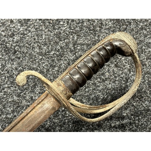 3128 - Victorian British Officers 1821 Pattern Sword with pipe backed single edged blade 827mm in length. W... 