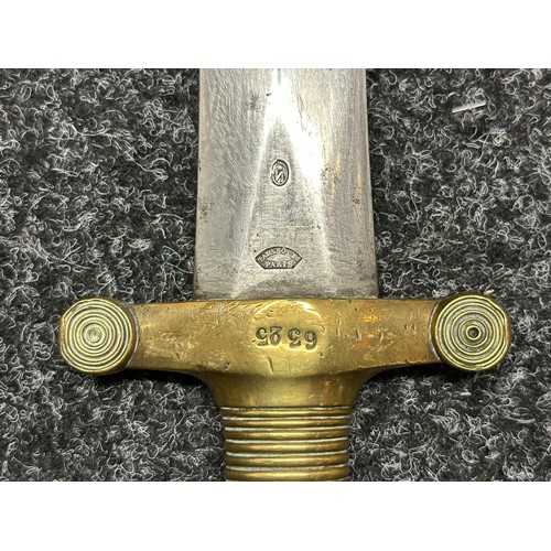 3131 - French M1831 Artillery Short Sword with double edged blade 480mm in length, maker marked 