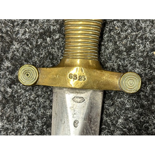 3131 - French M1831 Artillery Short Sword with double edged blade 480mm in length, maker marked 