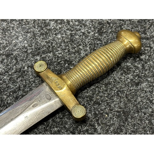 3131 - French M1831 Artillery Short Sword with double edged blade 480mm in length, maker marked 