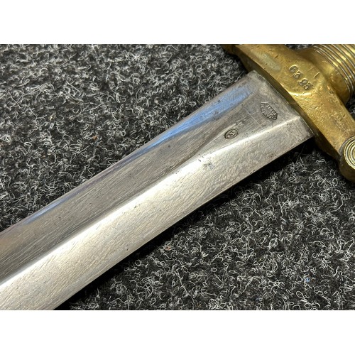 3131 - French M1831 Artillery Short Sword with double edged blade 480mm in length, maker marked 