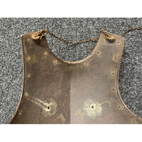 3132 - Armour Breastplate and backplate. Chains and hooks on reverse for hanging as a wall display. No mark... 