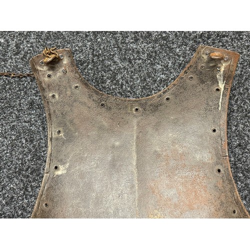 3132 - Armour Breastplate and backplate. Chains and hooks on reverse for hanging as a wall display. No mark... 