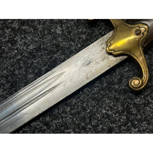 3135 - Ottoman Turkish Officers Kilij style Sword with curved double fullered blade 710mm in length. Brass ... 