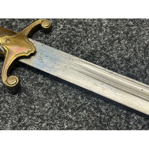 3135 - Ottoman Turkish Officers Kilij style Sword with curved double fullered blade 710mm in length. Brass ... 