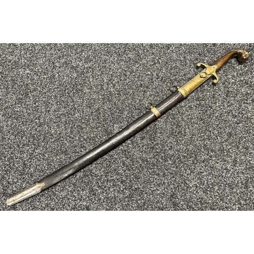 3135 - Ottoman Turkish Officers Kilij style Sword with curved double fullered blade 710mm in length. Brass ... 