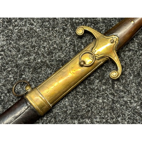 3135 - Ottoman Turkish Officers Kilij style Sword with curved double fullered blade 710mm in length. Brass ... 