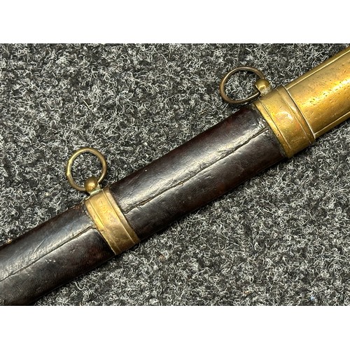 3135 - Ottoman Turkish Officers Kilij style Sword with curved double fullered blade 710mm in length. Brass ... 