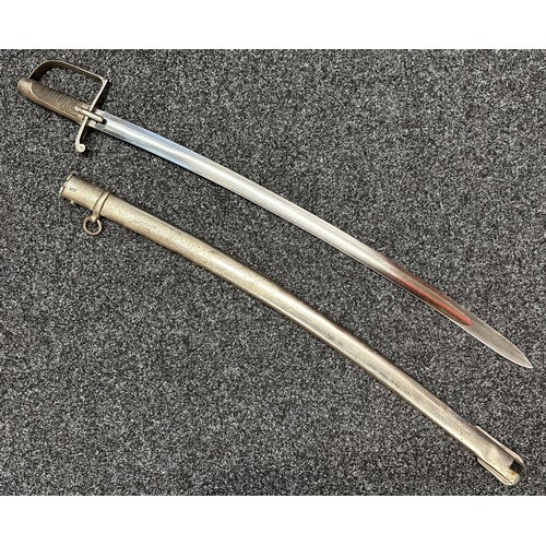 3136 - French Sabre with fullered single edged blade 824mm in length. No makers mark. Wire bound leather gr... 