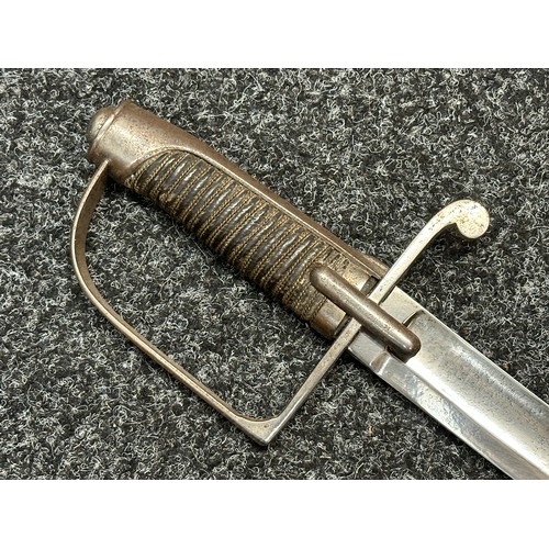 3136 - French Sabre with fullered single edged blade 824mm in length. No makers mark. Wire bound leather gr... 