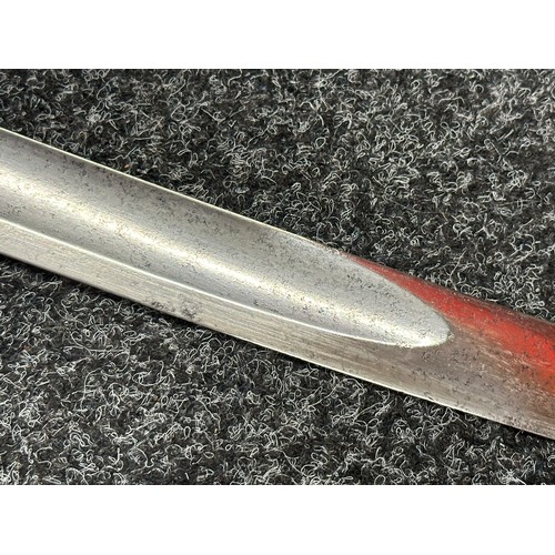 3136 - French Sabre with fullered single edged blade 824mm in length. No makers mark. Wire bound leather gr... 