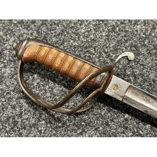 3137 - Victorian 1821 Pattern Officers Sword with single edged fullered blade, Proof marked, addionally mar... 