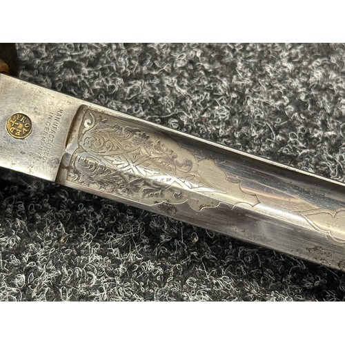 3137 - Victorian 1821 Pattern Officers Sword with single edged fullered blade, Proof marked, addionally mar... 