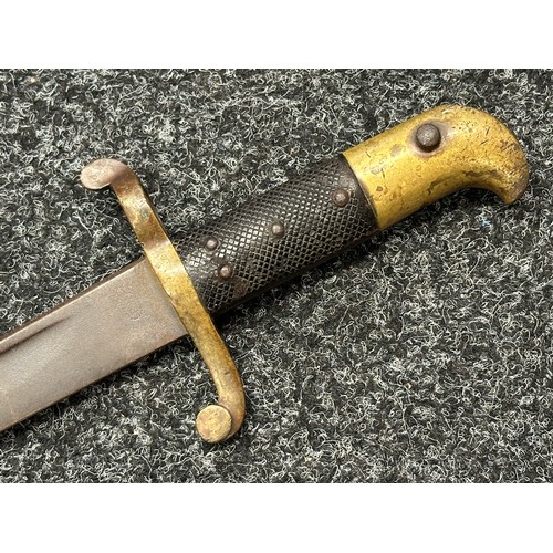 3141 - British P1855 Sappers and Miners Lancaster Bayonet with pipe backed blade 602mm in length. Maker mar... 