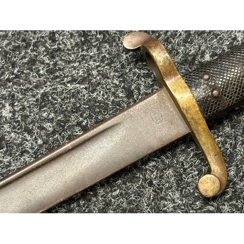 3141 - British P1855 Sappers and Miners Lancaster Bayonet with pipe backed blade 602mm in length. Maker mar... 