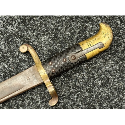 3141 - British P1855 Sappers and Miners Lancaster Bayonet with pipe backed blade 602mm in length. Maker mar... 