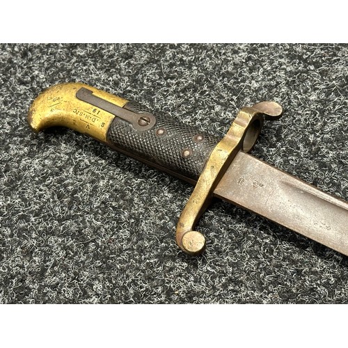 3141 - British P1855 Sappers and Miners Lancaster Bayonet with pipe backed blade 602mm in length. Maker mar... 