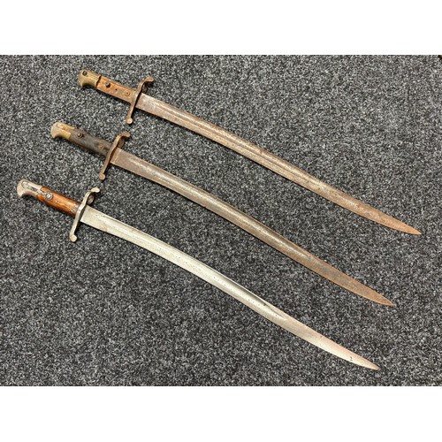 3143 - Three British 1856 Pattern Bayonets all in relic condition. No scabbards. (3)