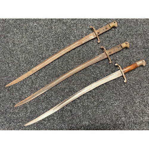 3143 - Three British 1856 Pattern Bayonets all in relic condition. No scabbards. (3)