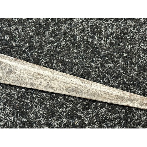 3146 - African sword with single edged blade 650mm in length with decoration to both side with brass inlay.... 