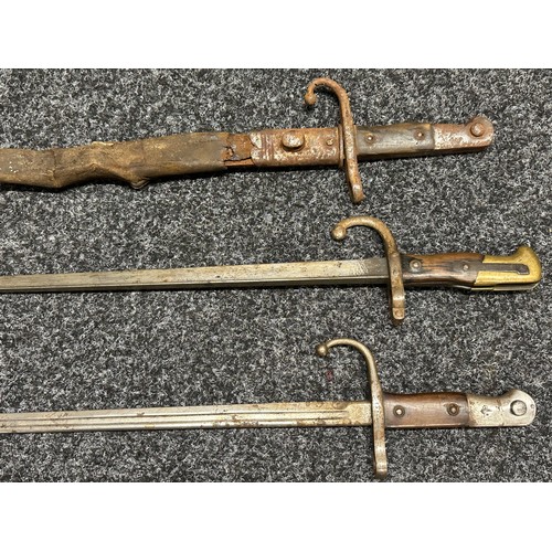 3148 - A collection of Bayonets to include French Chassepot, Modified WW1 German Butcher Bayonet, Spanish M... 