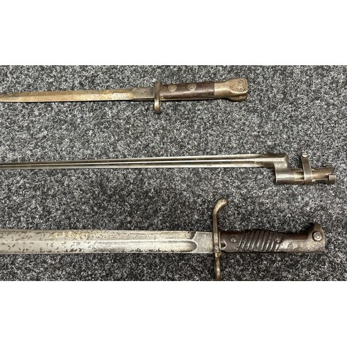 3148 - A collection of Bayonets to include French Chassepot, Modified WW1 German Butcher Bayonet, Spanish M... 