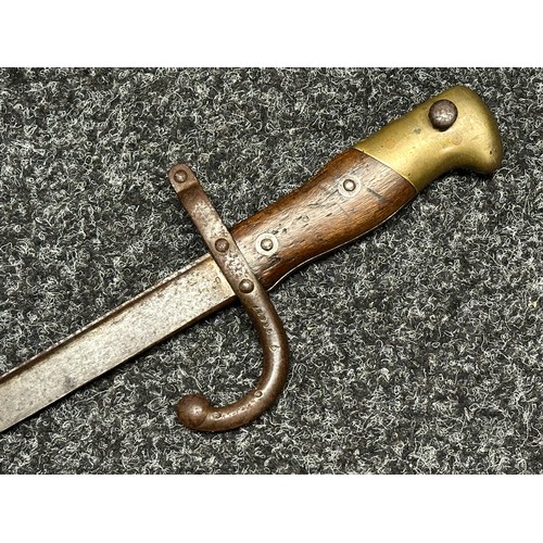 3149 - French Gras Bayonet with single edged blade 520mm in length, maker marked and dated on spine of blad... 