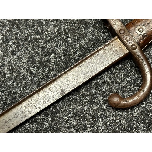 3149 - French Gras Bayonet with single edged blade 520mm in length, maker marked and dated on spine of blad... 