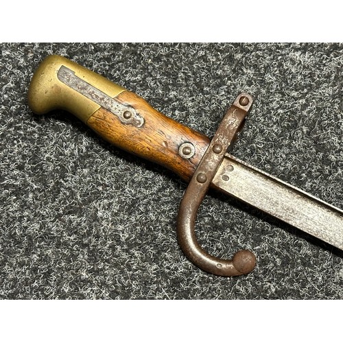 3149 - French Gras Bayonet with single edged blade 520mm in length, maker marked and dated on spine of blad... 