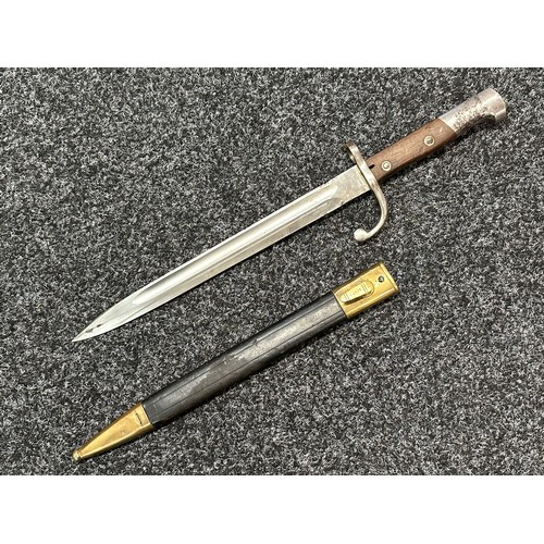 3153 - WW1 Italian Verletti Bayonet, officially shortened for WW1, with single edged fullered blade 300mm i... 