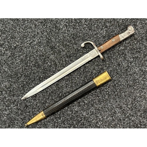 3153 - WW1 Italian Verletti Bayonet, officially shortened for WW1, with single edged fullered blade 300mm i... 