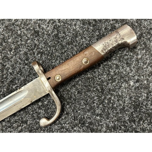 3153 - WW1 Italian Verletti Bayonet, officially shortened for WW1, with single edged fullered blade 300mm i... 