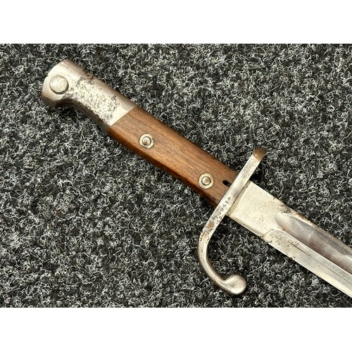 3153 - WW1 Italian Verletti Bayonet, officially shortened for WW1, with single edged fullered blade 300mm i... 