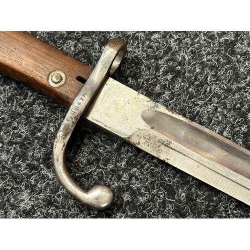 3153 - WW1 Italian Verletti Bayonet, officially shortened for WW1, with single edged fullered blade 300mm i... 