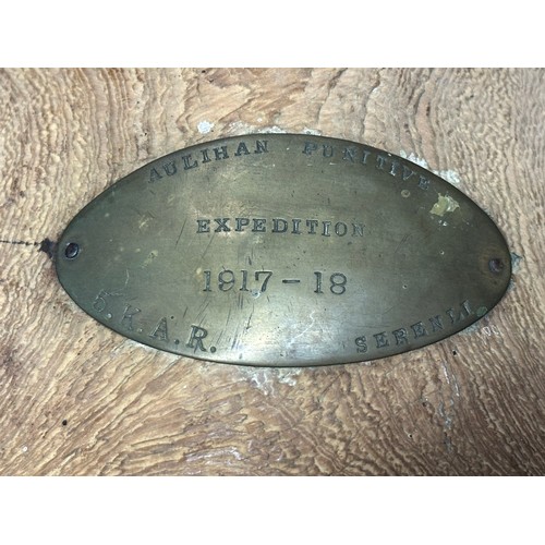 3154 - WW1 British Aulihan Punitive Expedition 1917/18  A transportation Mule or Ox bell, with brass plaque... 