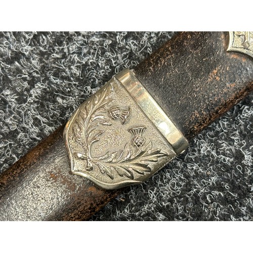 3156 - WW1 Scottish Dirk with 300mm long blade with etched makers mark 