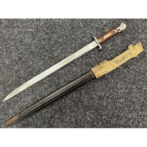 3158 - WW1 British 1907 Pattern bayonet with single edged fullered blade 433mm in length, maker marked and ... 