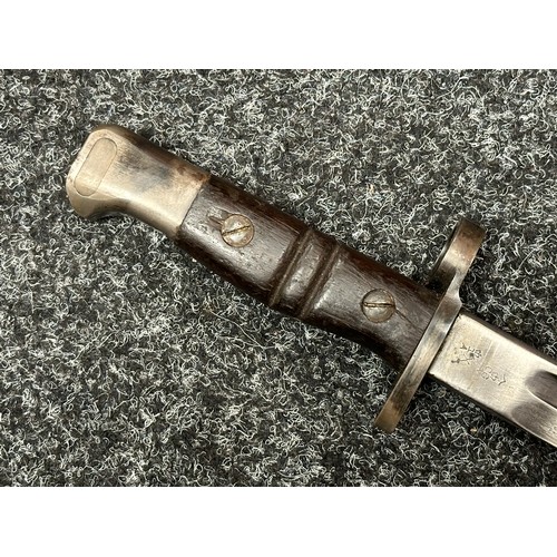 3159 - WW1 British P13 Bayonet with later modifications. Single edged fullered blade 430mm in length, maker... 