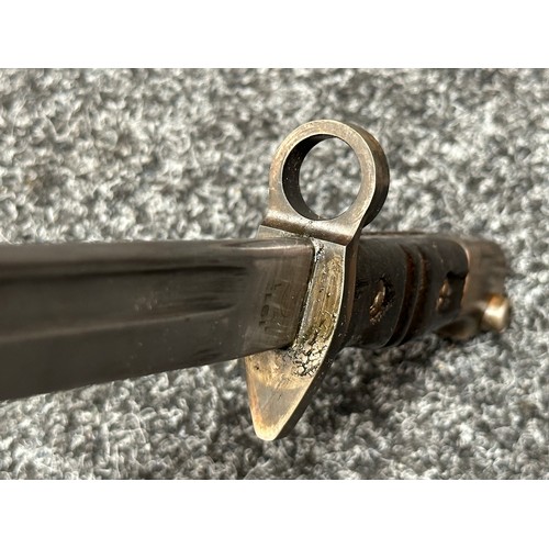 3159 - WW1 British P13 Bayonet with later modifications. Single edged fullered blade 430mm in length, maker... 